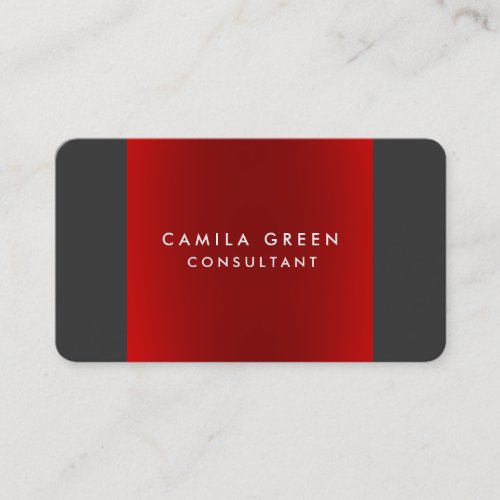 Rounded Corner Grey Red Elegant Professional Business Card