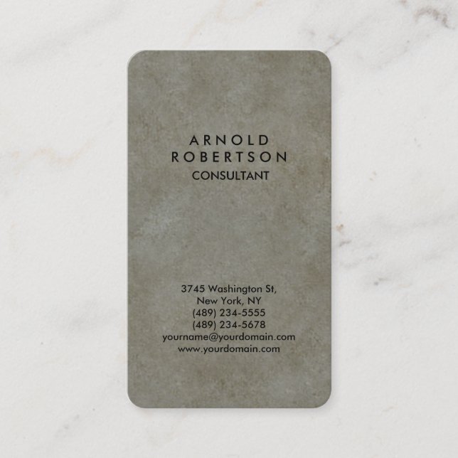 Rounded Corner Grey Stone Wall Elegant Unique Business Card (Front)