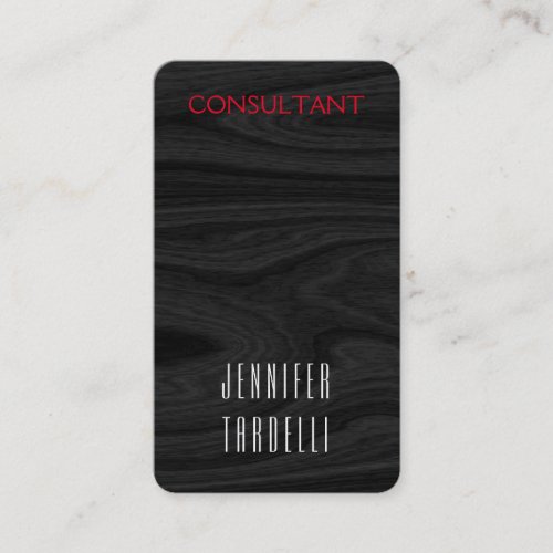 Rounded Corner Grey Wood Background Elegant Business Card