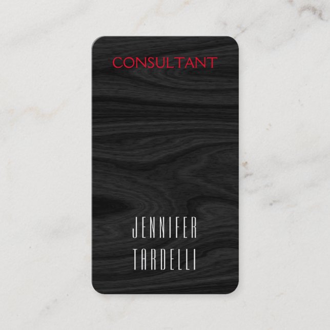 Rounded Corner Grey Wood Background Elegant Business Card (Front)