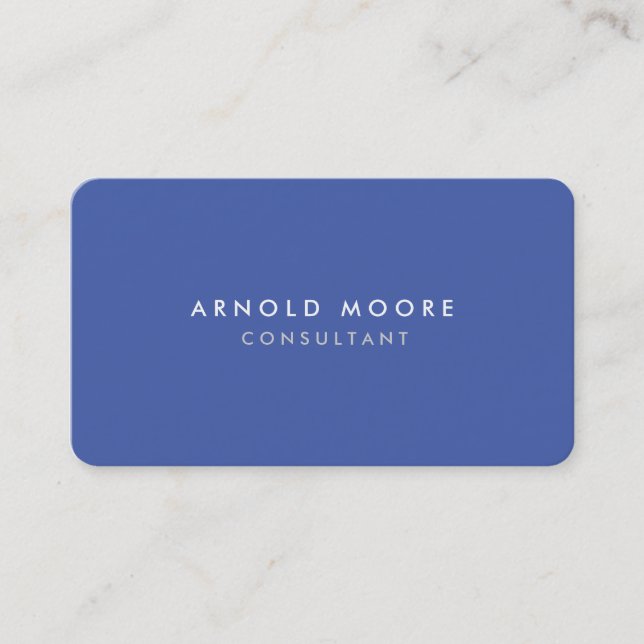 Rounded Corner Medium Blue Professional Modern Business Card (Front)
