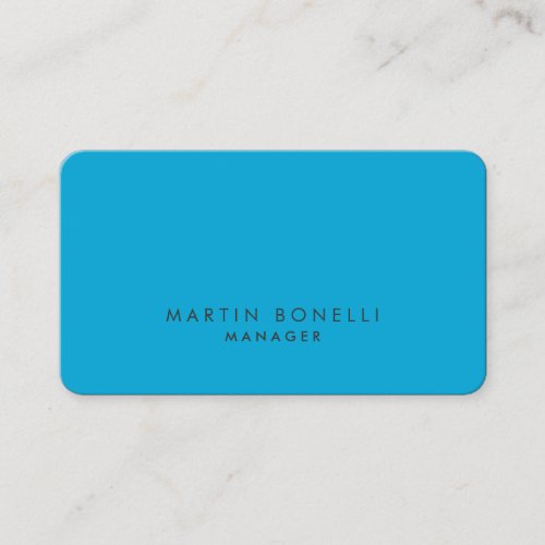 Rounded Corner Minimalist Modern Plain Blue Business Card