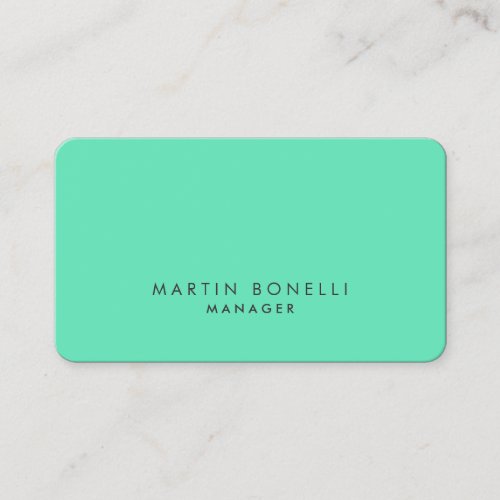 Rounded Corner Minimalist Modern Plain Green Blue Business Card
