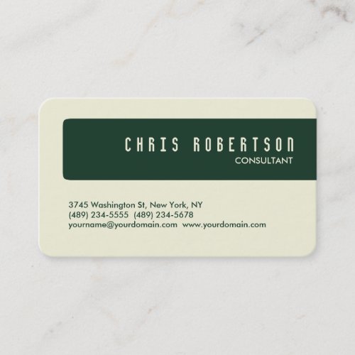 Rounded Corner Phthalo Green Beige Business Card