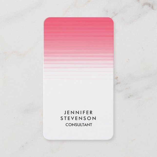 Rounded Corner Pink White Elegant Feminine Business Card (Front)