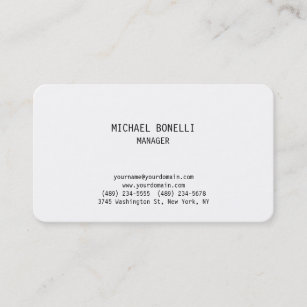 Rounded corner plain white manager business card