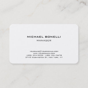 Rounded corner plain white stylish business card