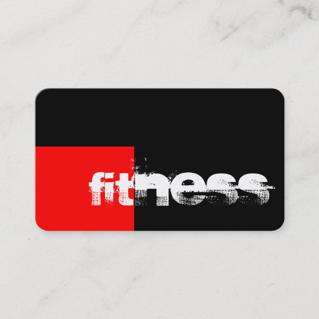 Rounded Corner Red Black Fitness Business Card (Front)