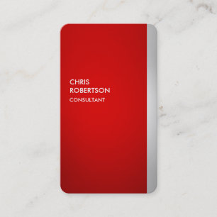 Rounded Corner Red Gray Vertical Business Card