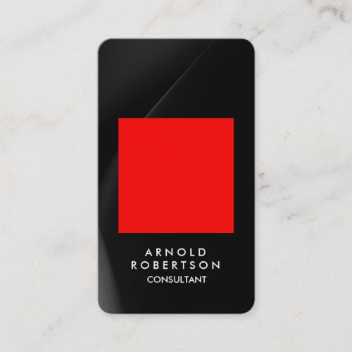 Rounded Corner Red Grey Black Elegant Business Card