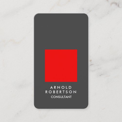 Rounded Corner Red Grey Elegant Business Card