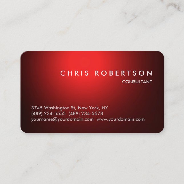Rounded Corner Red Trendy Business Card (Front)
