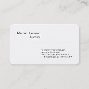 Rounded Corner Refined White Manager Business Card