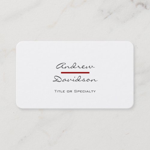 Rounded Corner Script Gray White Red Business Card