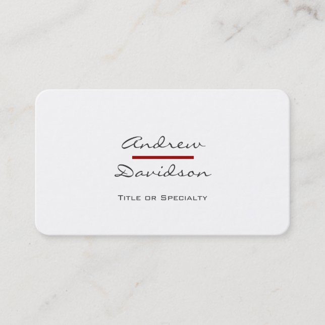 Rounded Corner Script Gray White Red Business Card (Front)