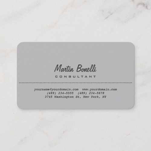 Rounded Corner Silver Gray Plain Business Card