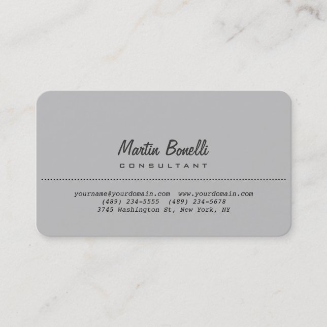 Rounded Corner Silver Gray Plain Business Card (Front)