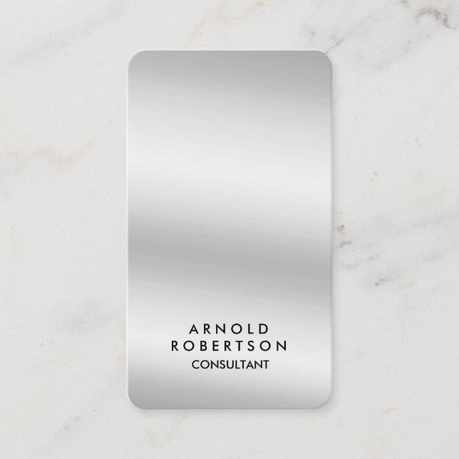 Rounded Corner Silver Grey Elegant Business Card (Front)
