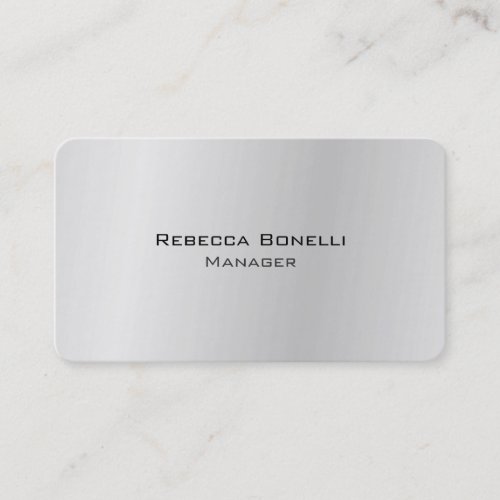 Rounded Corner Silver Grey Unique Modern Minimal Business Card