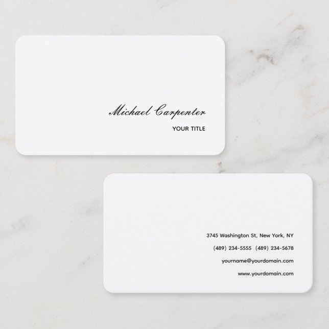 Rounded Corner Simple Professional Calligraphy Business Card (Front/Back)