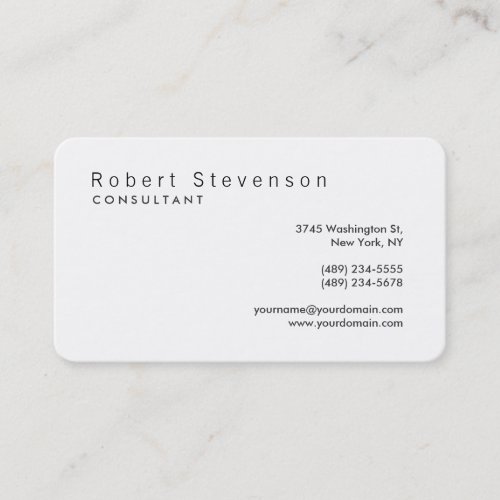Rounded Corner White Consultant Business Card