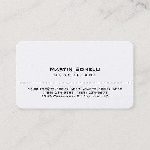 Rounded Corner White Consultant Business Card