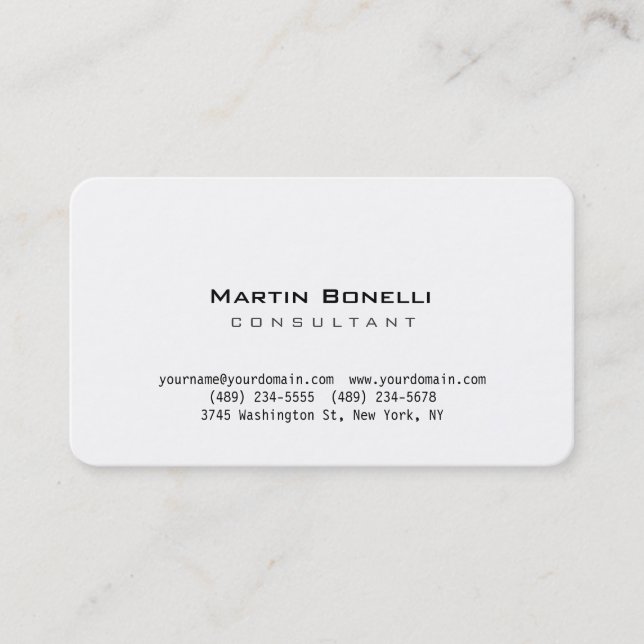 Rounded Corner White Stylish Trendy Business Card (Front)