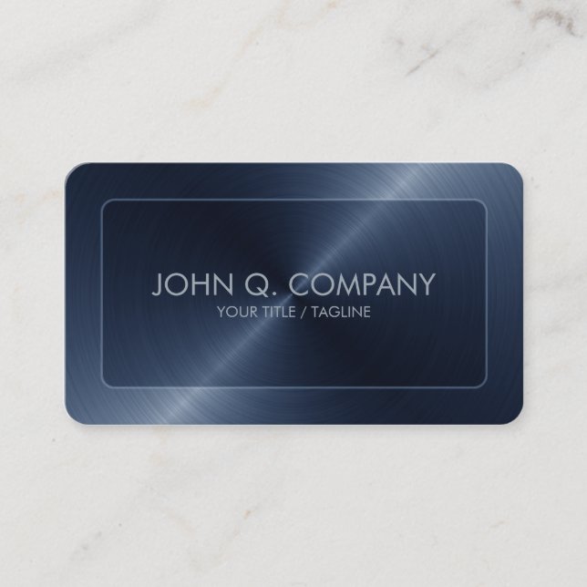 Rounded Corners Blue Steel Look Business Card (Front)