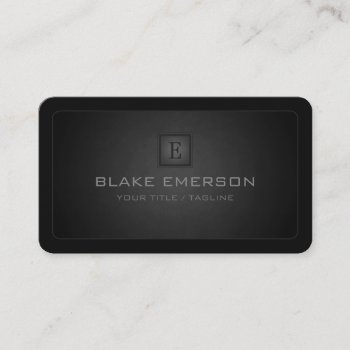 Rounded Corners Dark Professional Monogram Business Card by inkbrook at Zazzle