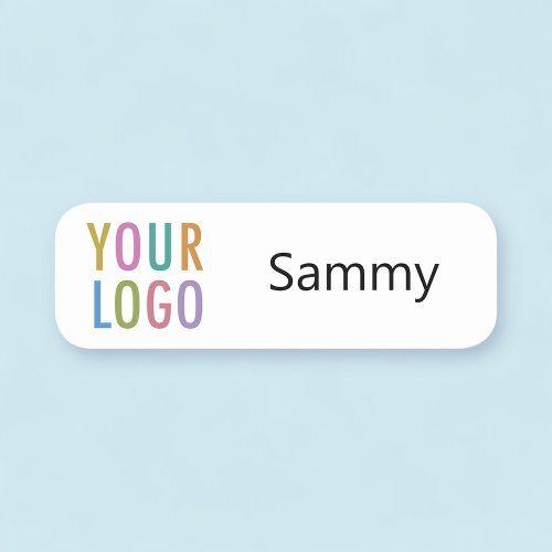 Rounded Corners Name Tag Custom Business Logo