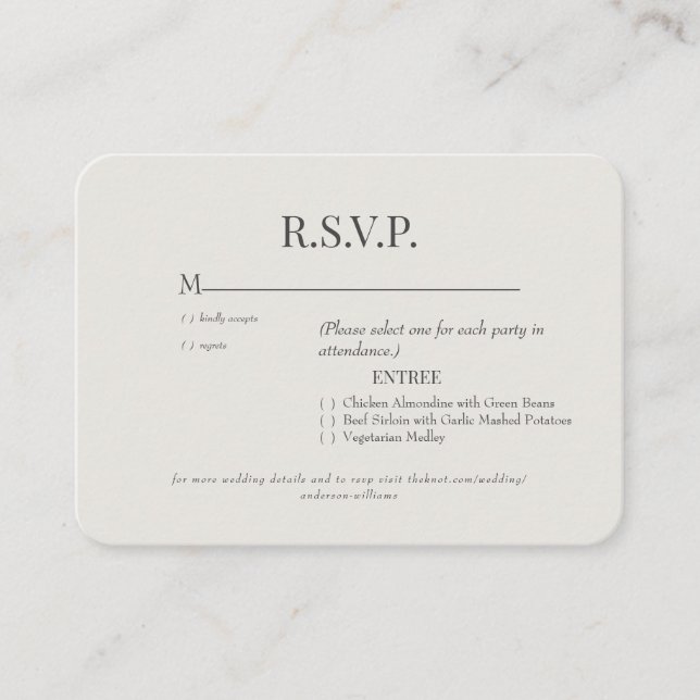 Rounded Cream Dinner Options Wedding Enclosure Card (Front)