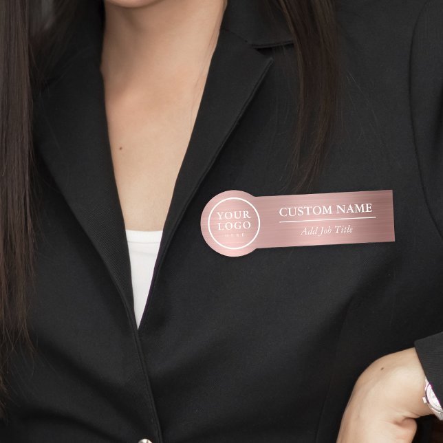 Rounded Elegant Metallic Rose Gold Employee Name Tag (Rounded Elegant Metallic Rose Gold Employee Name Tag
)