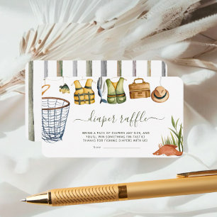 Rounded Fishing Baby Shower Diaper Raffle Enclosure Card