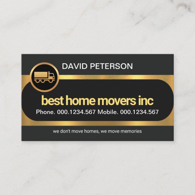 Rounded Gold Route Long Haul Transport Driver Business Card (Front)