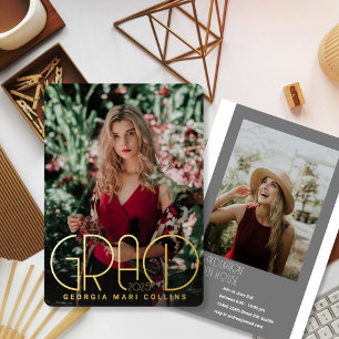 Rounded Grad Headline Graduation Invitation Foil Invitation