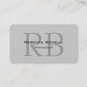 Rounded Gray Monogram Manager Business Card