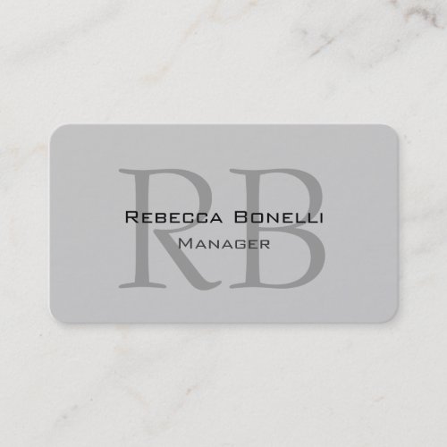 Rounded Gray Monogram Manager Business Card