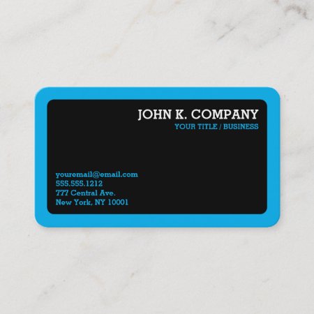 Rounded Light Blue Border Black Minimal  Business Card