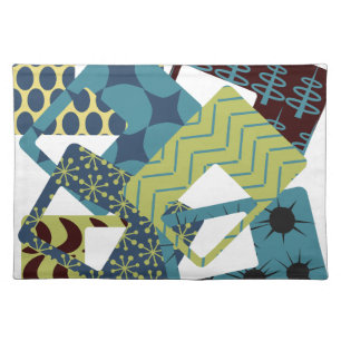Rounded Mid-Century Modern Rectangles Cloth Placemat