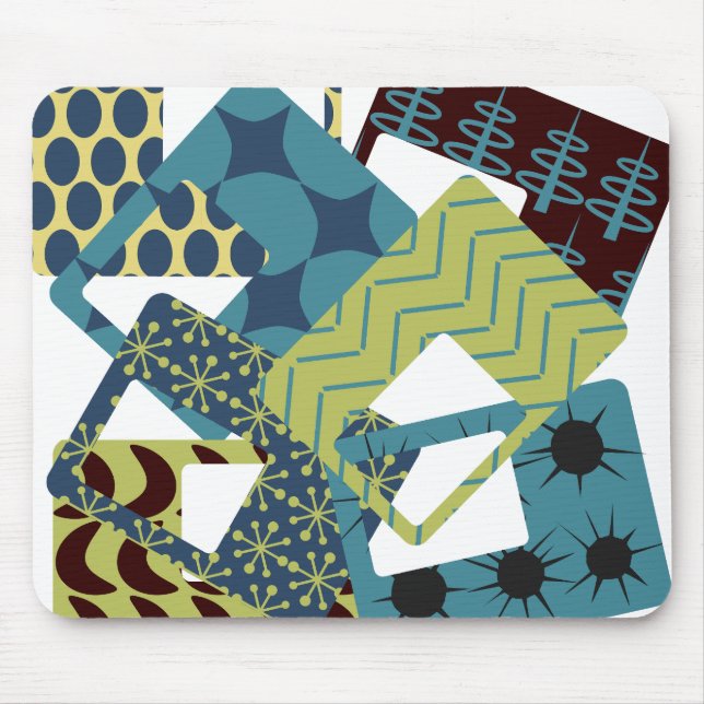 Rounded Mid-Century Modern Rectangles  Mouse Pad (Front)