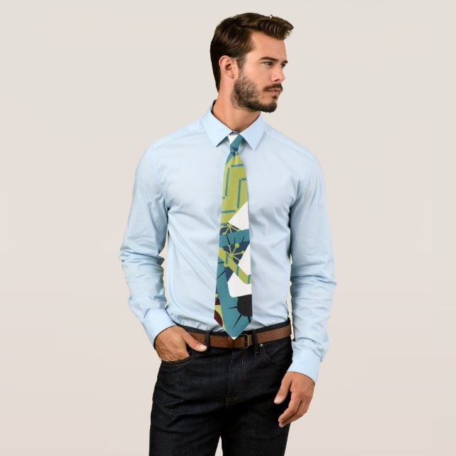 Rounded Mid-Century Modern Rectangles Neck Tie (In Situ)