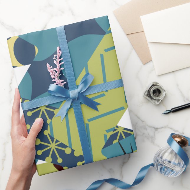 Rounded Mid-Century Modern Rectangles  Wrapping Paper (Gifting)