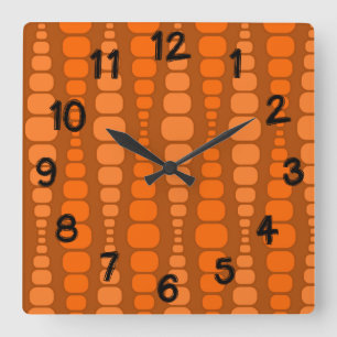 Rounded Orange Rectangles Square Wall Clock