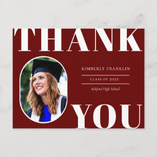Rounded Photo Frame Graduation Thank You Postcard