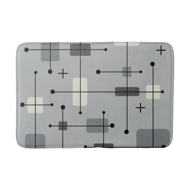 Rounded Rectangles Squares Gray Bath Mat (Front)