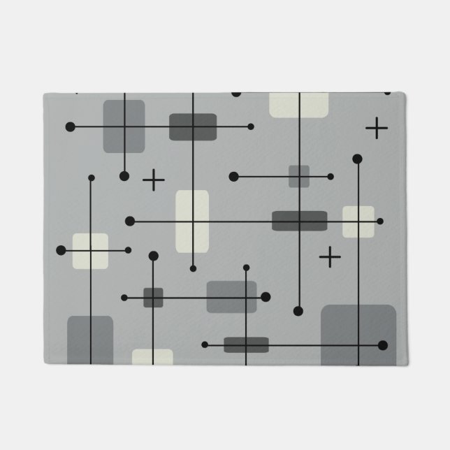 Rounded Rectangles Squares Gray Doormat (Front)