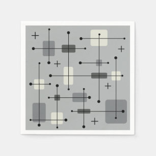 Rounded Rectangles Squares Gray Napkins