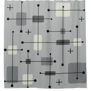 Rounded Rectangles Squares Gray Shower Curtain
