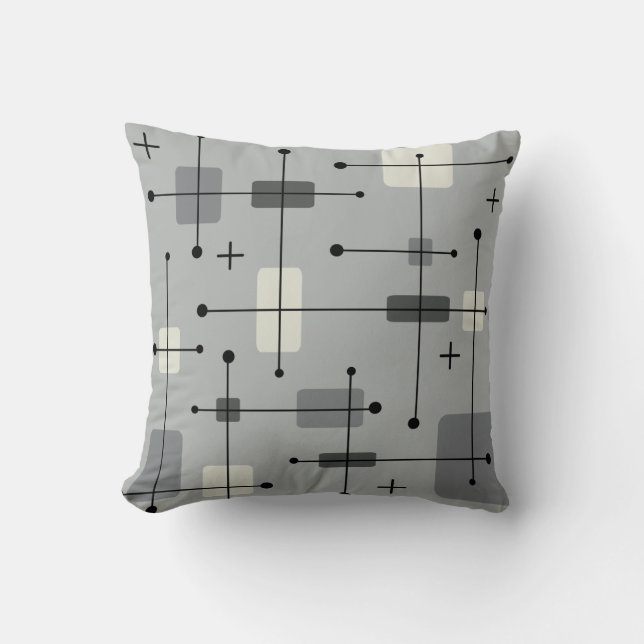 Rounded Rectangles Squares Gray Throw Pillow (Front)