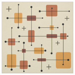 Rounded Rectangles Squares Orange Fabric